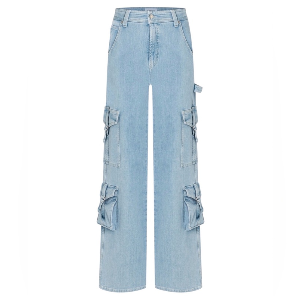 Cambio Adele Cargo Wide Leg Jeans Sz 6 High Rise Utility Denim